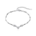 925 Sterling Silver Simple And Fashion Antler Bracelet With Austrian Element Crystal Silver - One Size