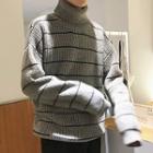 Turtleneck Oversize Striped Sweater