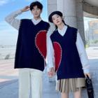 Couple Matching Heart Print Sweater Vest