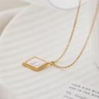Argyle Shell Pendant Stainless Steel Necklace Rhombus - Gold - One Size