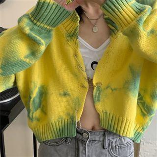 Cropped Tie-dye Cardigan As Shown In Figure - One Size