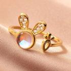 Rabbit & Carrot Gemstone Sterling Silver Open Ring