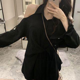 Cold Shoulder Long Shirt