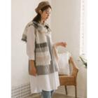 Color-block Stripe Linen Scarf Ivory & Gray - One Size
