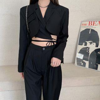 Long-sleeve Cropped Blazer / Wide-leg Pants