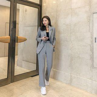 Diagonal-button Houndstooth Blazer