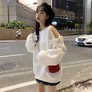 Bow Cold-shoulder Sweatshirt