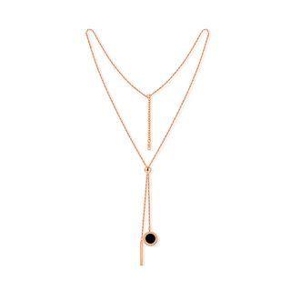 Simple And Fashion Plated Rose Gold 316l Stainless Steel Roman Numerals Round Tassel Long Necklace Rose Gold - One Size