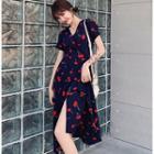 Cherry Short-sleeve A-line Midi Dress