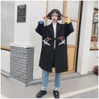 Embroidered Open-front Long Jacket