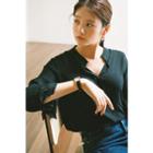 Mandarin-collar Pleat-trim Crepe Shirt