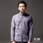 Chinese Frog-button Stand-collar Linen Shirt