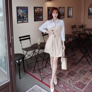 Inset Belted Tube Dress Stripe Shirt