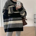 Patterned Sweater Stripe - Black & White - One Size