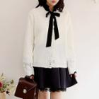 Scallop-edge Buttoned Pointelle Cardigan