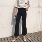 Contrast Trim Side Slit Boot Cut Pants