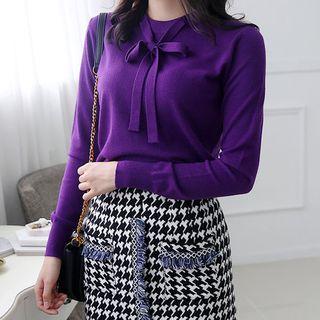 Tie-neck Slim-fit Sweater In 5 Colors