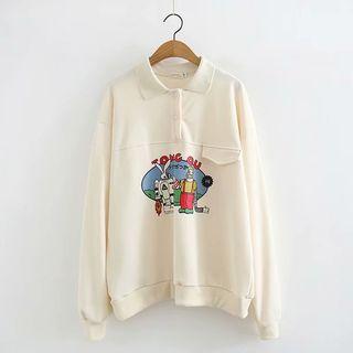 Cartoon Placket Sweatshirt