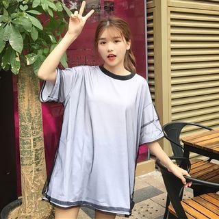 Layered Mock Two-piece Mesh Short-sleeve T-shirt