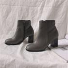 Plain Genuine-leather Ankle Boots