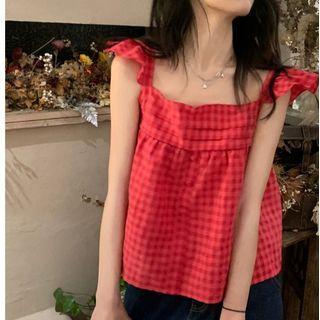 Gingham Camisole Top / Mini A-line Dress