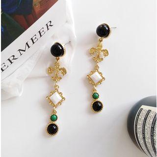 Retro Metal Heart & Bead Dangle Earring