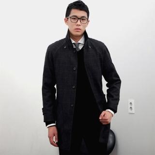 Wool Blend Check Coat