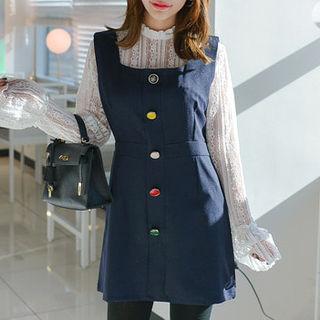 Sleeveless Button-detail Minidress