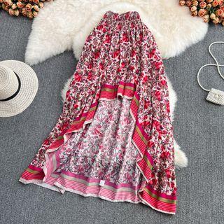 Floral Print Asymmetrical Skirt