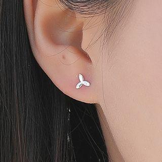 Non-matching 925 Sterling Silver Leaf Earring 1 Pair - Silver - One Size