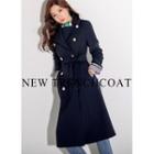 Metal-button Double-breasted Coat With Belt