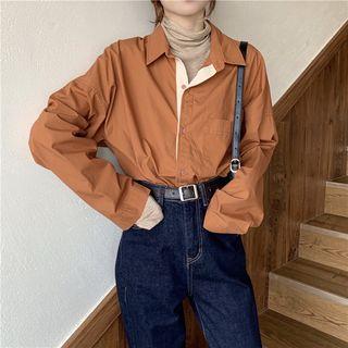 Turtleneck Long-sleeve Top / Plain Shirt