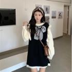 Mock Two Piece Sweater Dress Black - One Size