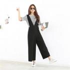 Set: Stripe T-shirt + Wide-leg Jumpsuit