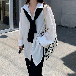 Long-sleeve Plain Shirt / Cape
