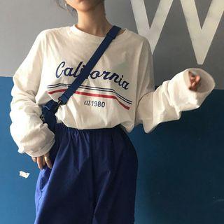 Lettering Long-sleeve T-shirt / High Waist Shorts