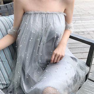 Embellished Strapless A-line Dress