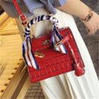 Embossed Crossbody Bag With Scarf