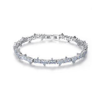 Simple And Fashionable Geometric Cubic Zirconia Bracelet 19cm Silver - One Size