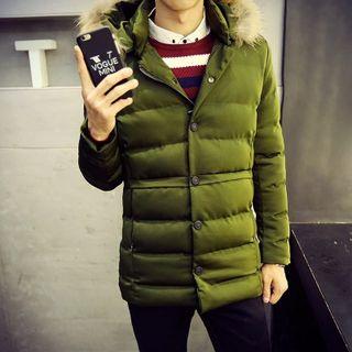 Faux Fur Hooded Down Jacket