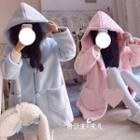 Fleece Hooded Buttoned Coat