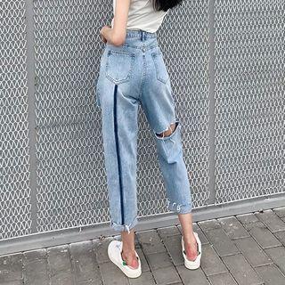 High-waist Ripped Jeans