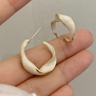 Twisted Glaze Alloy Open Hoop Earring 1 Pair - Gold - One Size