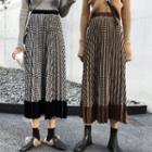 Midi A-line Plaid Accordion Pleat Skirt