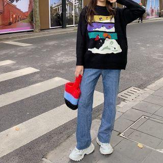 Print Loose-fit Mid-length Sweater