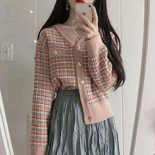 Button-front Check Cardigan