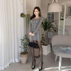 Sweetheart-neck Plaid Bodycon Dress