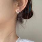 Rhinestone Accent Multi Hoop Earrings Stud Earring - 1 Pair - 925 Silver Stud - Gold - One Size
