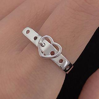 Heart Buckle Open Ring Silver - One Size