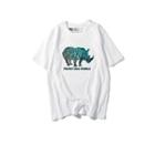 Short-sleeve Rhinoceros Print T-shirt